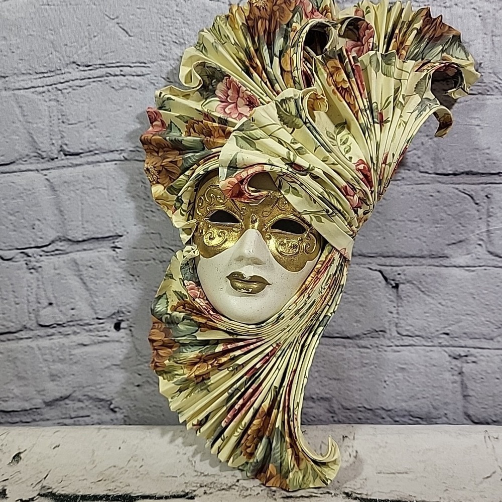 Vintage Ceramic Venetian Wall‎ Mask Colorful Carnival Art Mardi Gras Masquerade